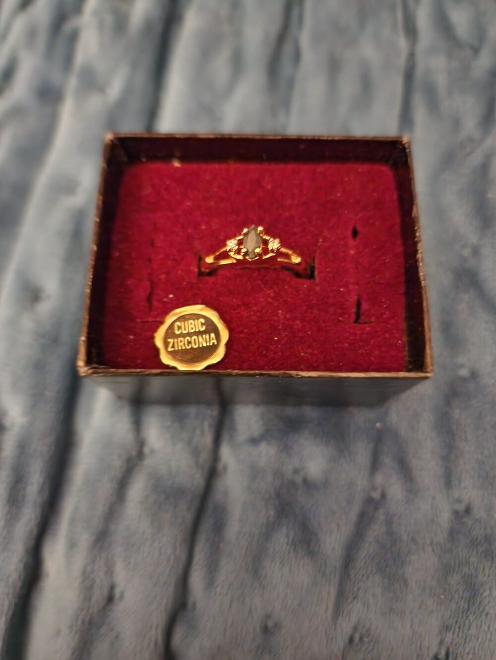 Gold-Tone Cubic Zirconia Teardrop Ring - Gold